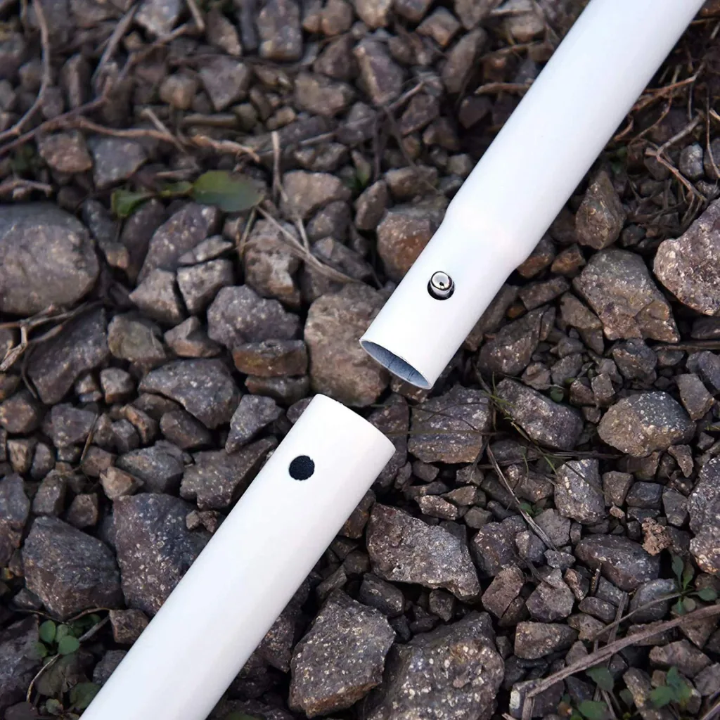 Set of 3 telescopic poles for awnings, including rope and pegs, metal, white, 25 x 104 cm