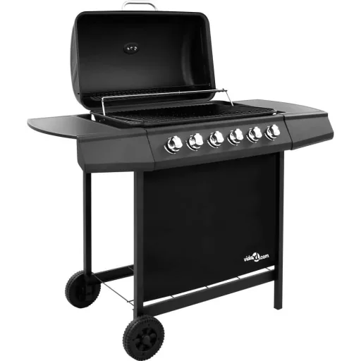 Gas grill with 6 burners black