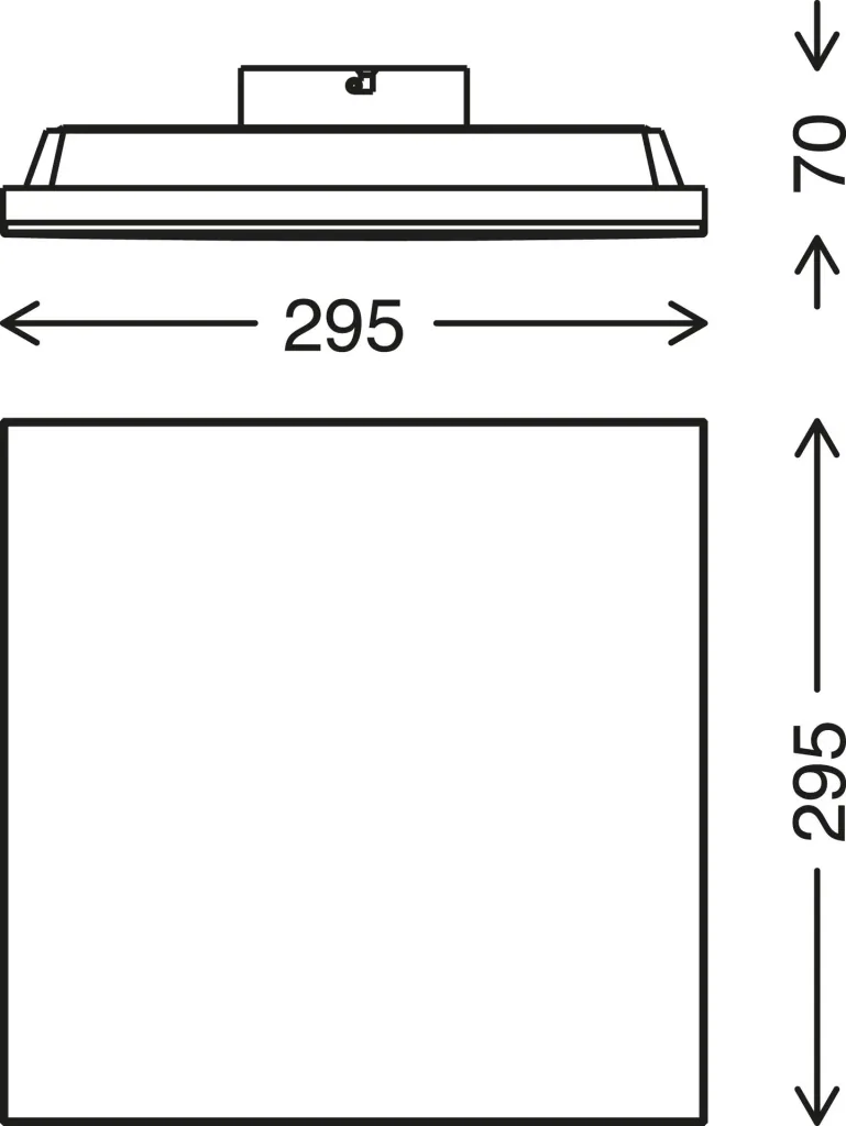 Frameless LED panel, square, 29.5 cm, 12 watts, white