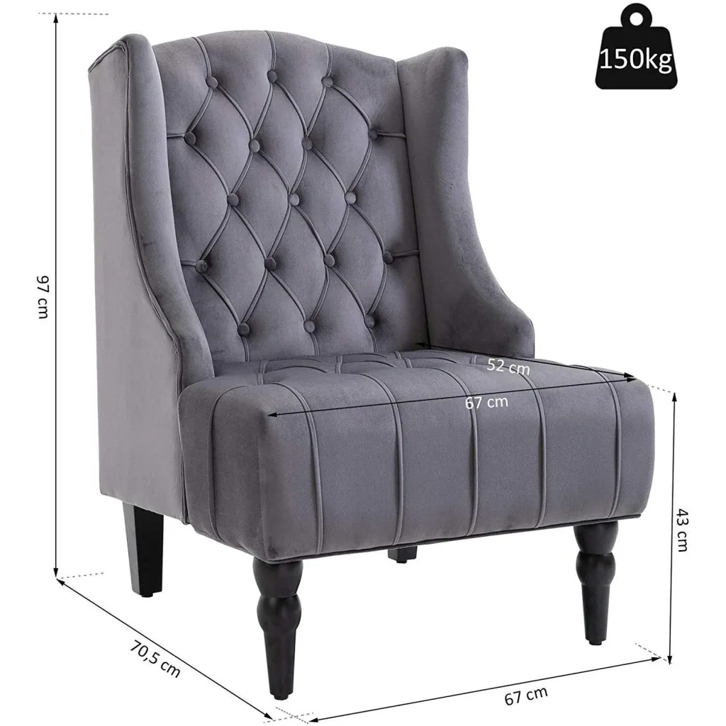 Wing chair with tufting