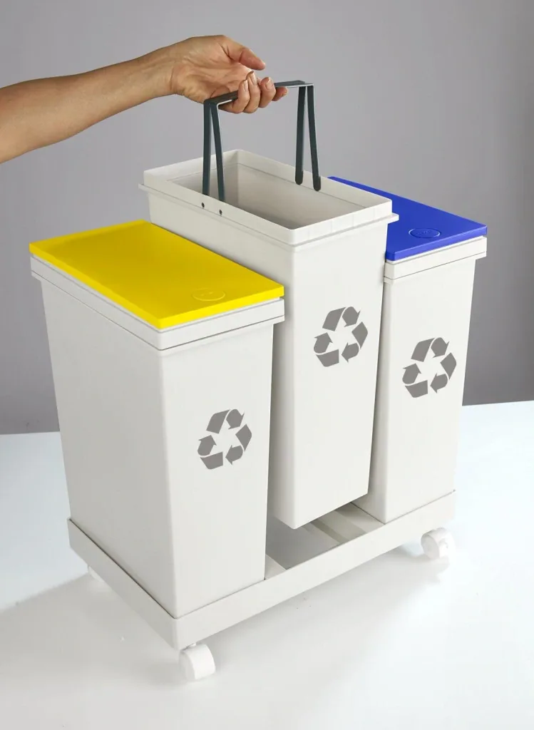 "Genial" waste separation system, 3 bins, 53 x 33.5 x 52.5 cm