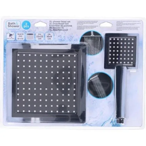 Shower head set XL - chrome - 2 pieces - head 22x22cm - hand 10x9cm