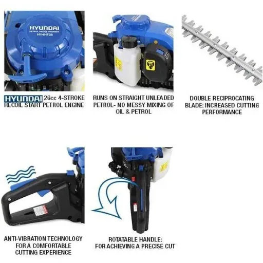 26cc petrol hedge trimmer with 4-stroke petrol engine