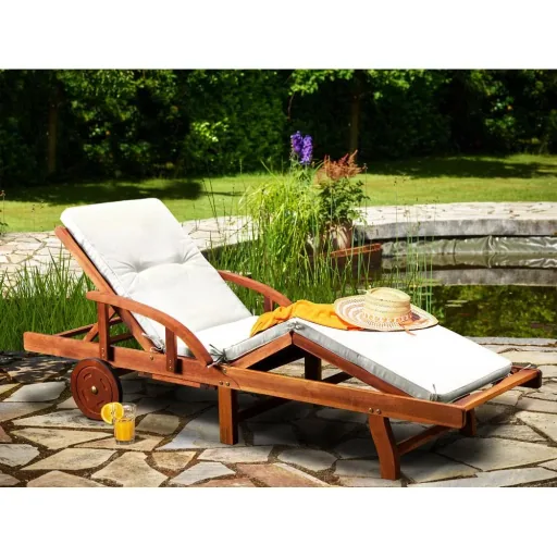 Folding deck chair 195.5cm WITH side table - acacia wood