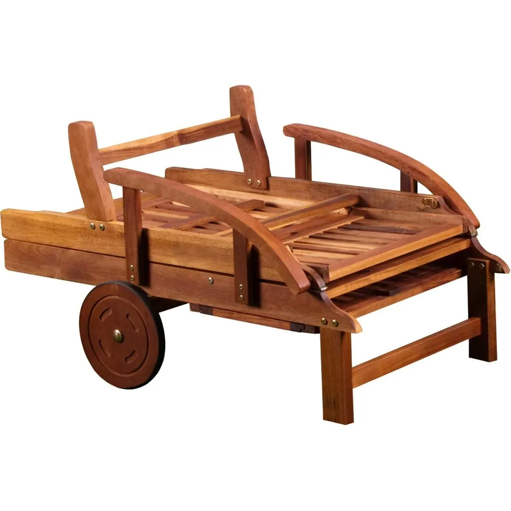 Folding deck chair 195.5cm WITH side table - acacia wood