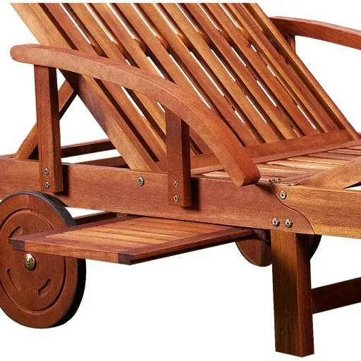Folding deck chair 195.5cm WITH side table - acacia wood