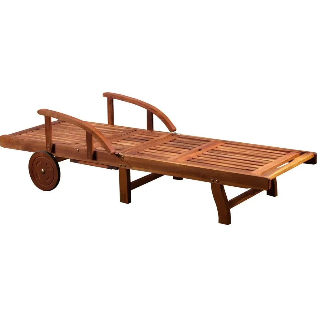 Folding deck chair 195.5cm WITH side table - acacia wood
