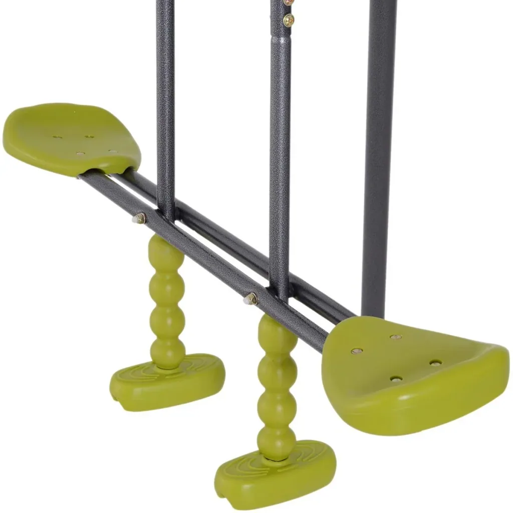 Children's garden swing with seesaw and rope ladder black/light green