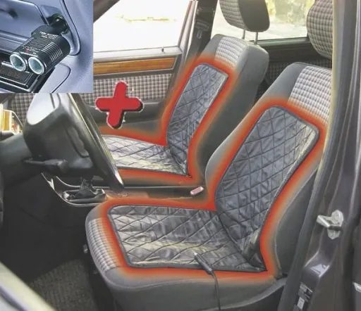 Heated seat cushion, 12 volts, double pack + double socket