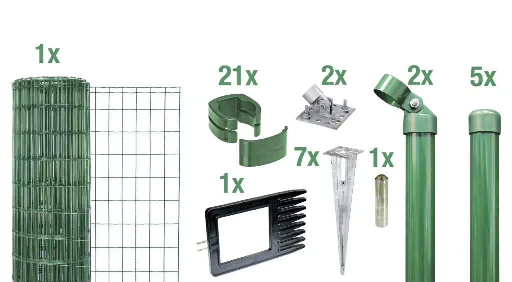 Fix-Clip Pro as a complete fence set, with ground socket, green, height 102 cm, length 10 m
