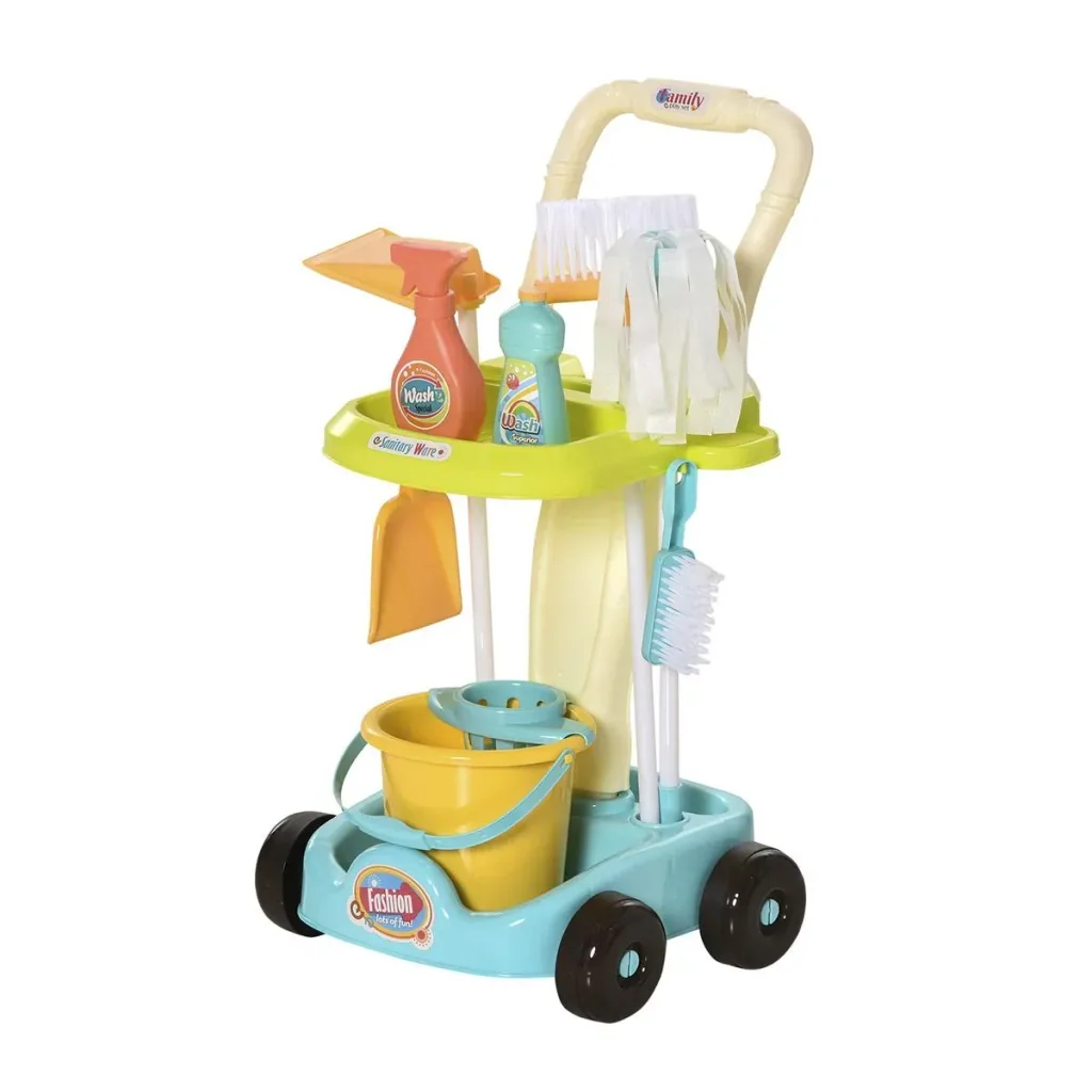 Broom cart cleaning cart with accessories cleaning set for children role play cleaning toy 17 pieces with broom mop dustpan