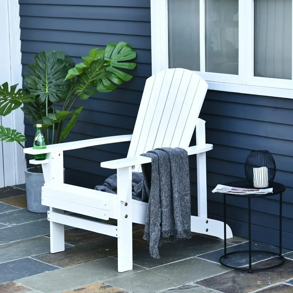 Garden chair with cup holder white