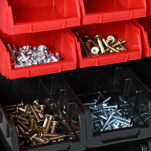 2x tool sheds with stacking boxes (32 pieces) - 2 wall panels of 32x38x2 cm
