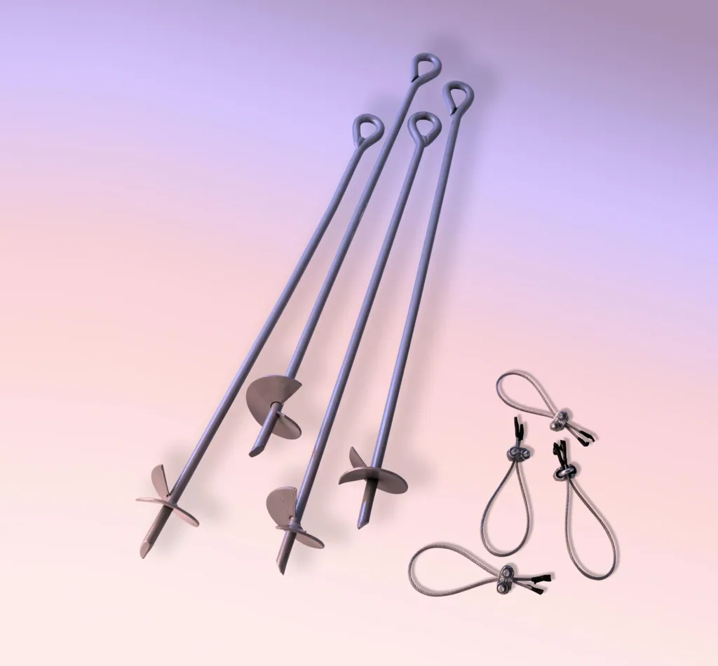 Grondanker-set 69 cm 4 stuks zilver – stormanker voor weidetent, paviljoen & tent