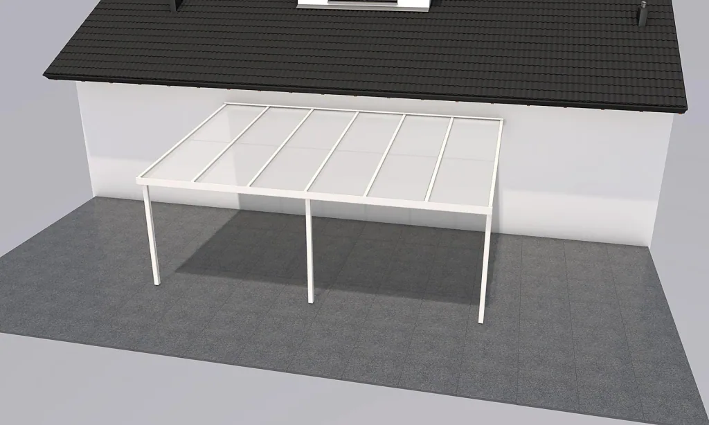 Patio roof Premium, white, 6110 x 4060 mm - Polycarbonate multi-wall sheets 16 mm, opal
