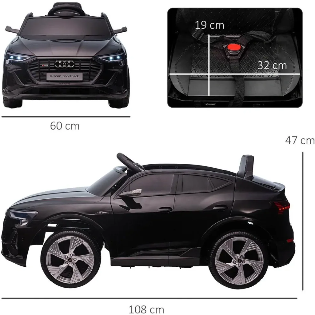 Children's car electric 3 speeds with remote control from 3 years plastic metal black 108 x 60 x 47 cm
