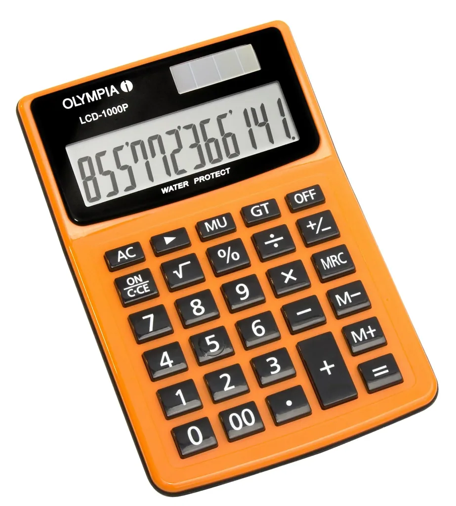 Desktop calculator with dust and splash protection