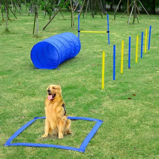 Dog sports blue/yellow