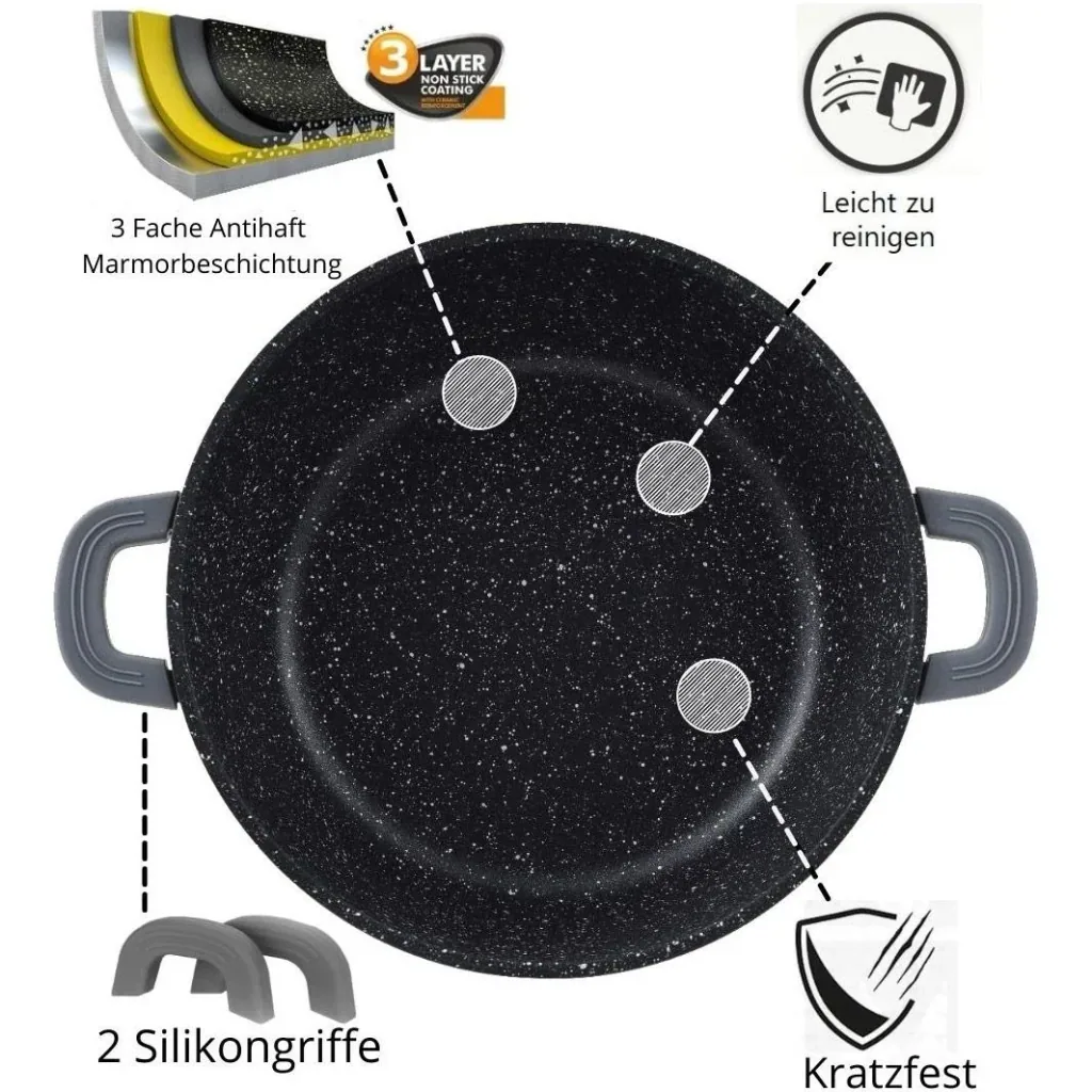 Saucepan/Casserole - with lid - 28 cm - Black