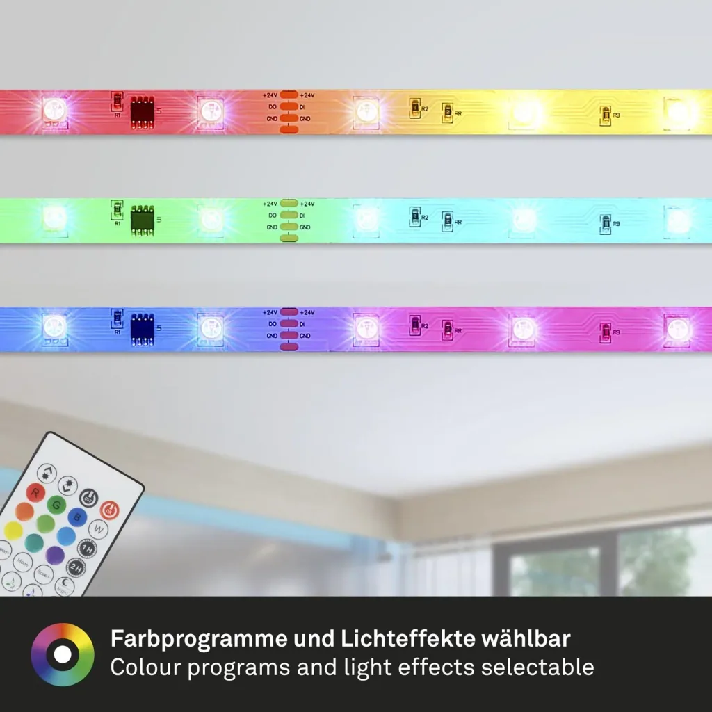 MAGIC RGB LED flex strip, 3m, music sensor, 90 RGB LEDs, 12W, remote control