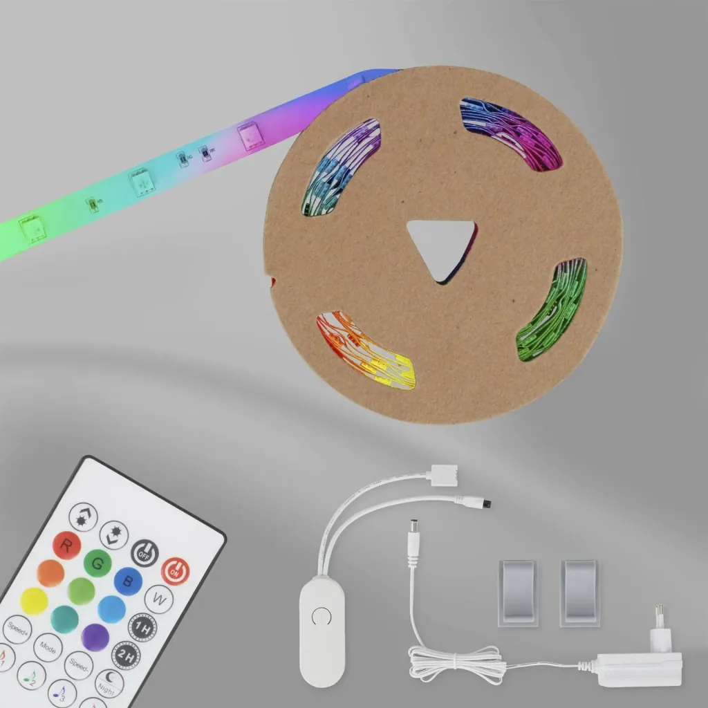 MAGIC RGB LED flex strip, 3m, music sensor, 90 RGB LEDs, 12W, remote control