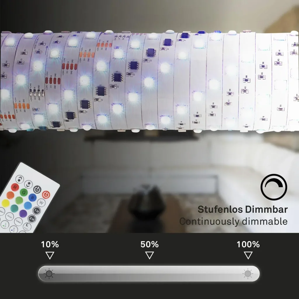 MAGIC RGB LED flex strip, 3m, music sensor, 90 RGB LEDs, 12W, remote control