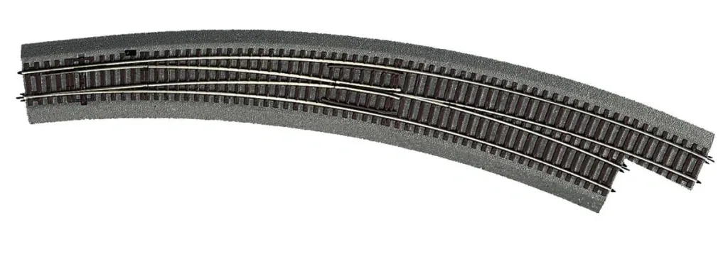 Curved switch right BWr9/10 for manual operation, with bedding