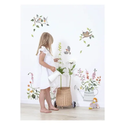 Lilipinso muursticker gieter met bloemen gekleurd