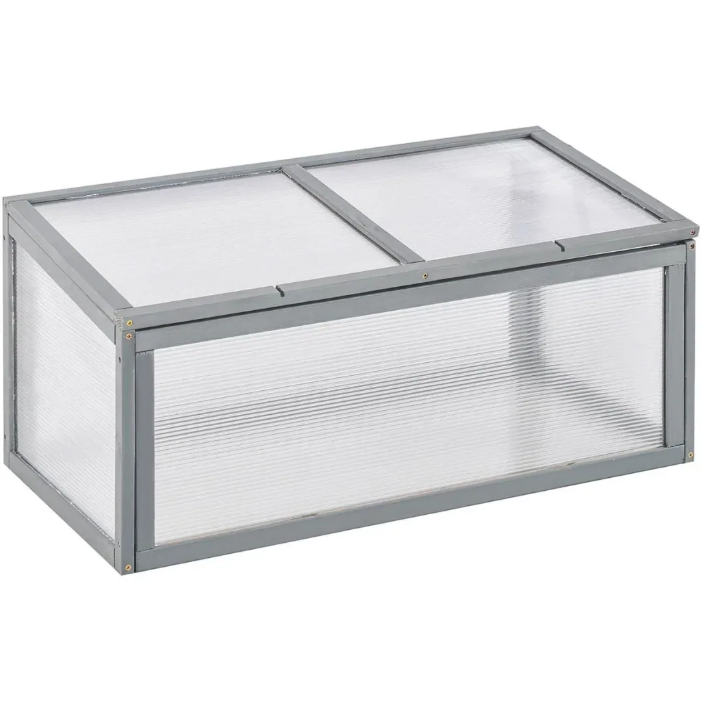 Mini greenhouse, wood + polycarbonate, grey, 90 x 46 x 40 cm