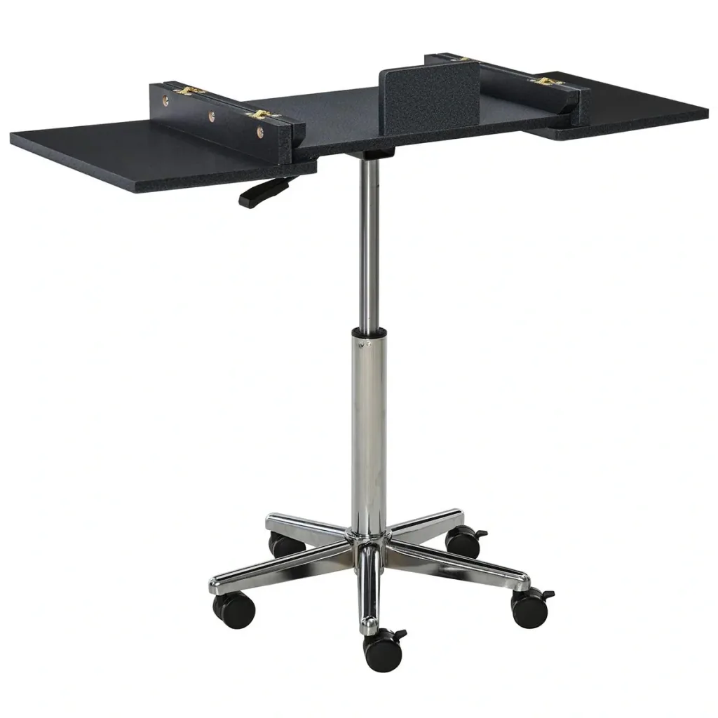 Laptop table laptop stand notebook table with wheels height adjustable foldable computer tablet steel + MDF black 90.5 x