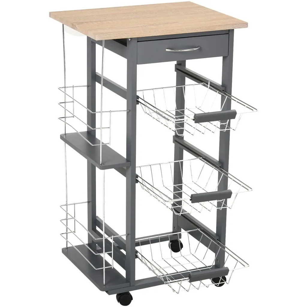 Kitchen trolley on wheels outdoor, grey
