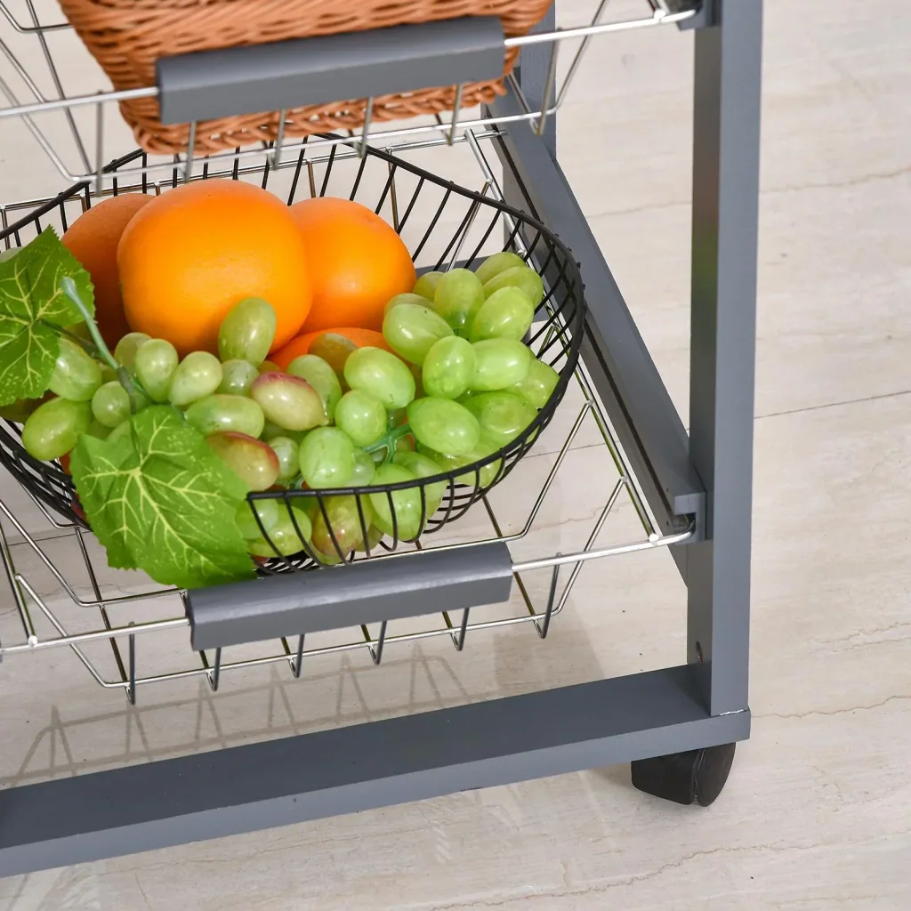 Kitchen trolley on wheels outdoor, grey