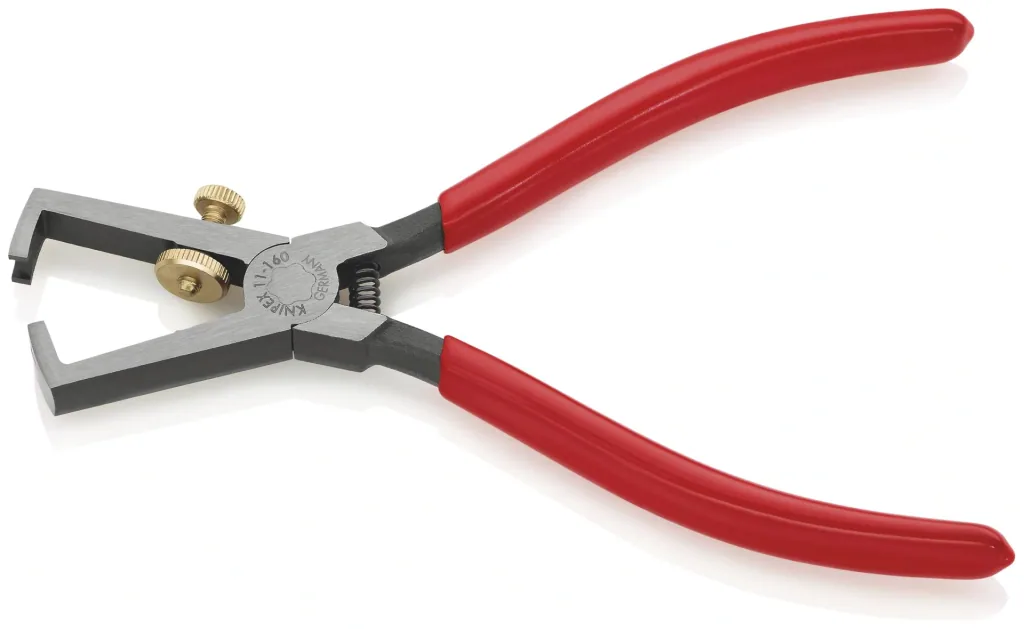 Wire stripping pliers with opening spring, universal plastic-coated, black atramentized, 160 mm