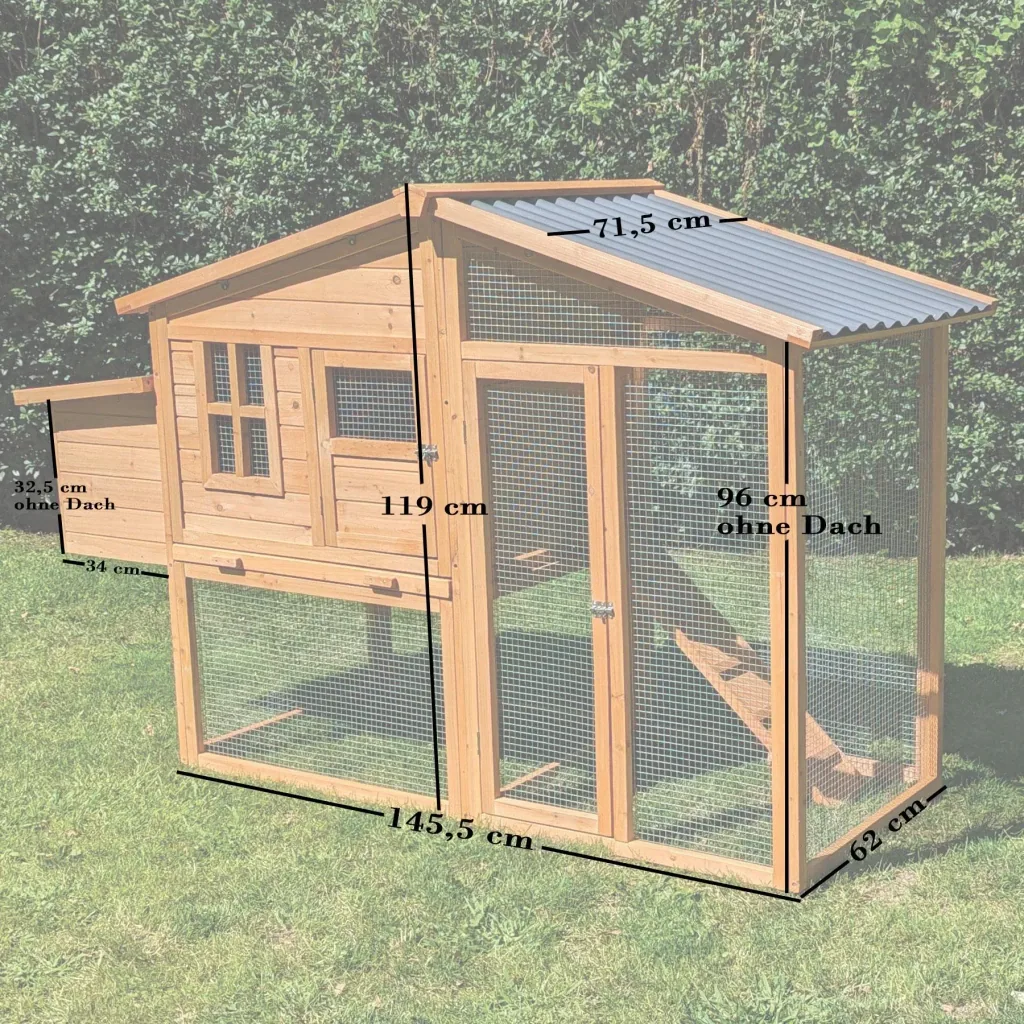 Chicken coop Liese, 188 x 70 x 117 cm