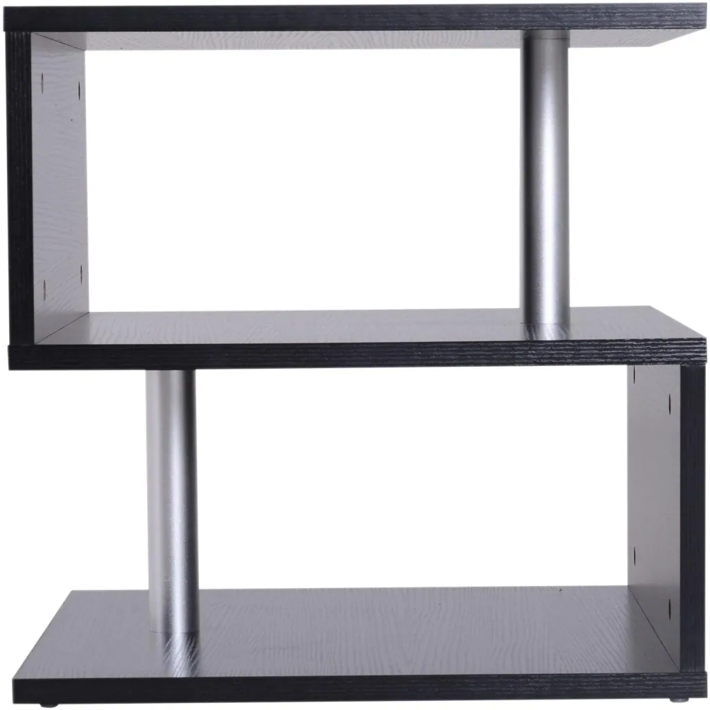Side table, coffee table, sofa table, 3 compartments, chipboard + aluminum alloy, black, 48 x 48 x 48 cm