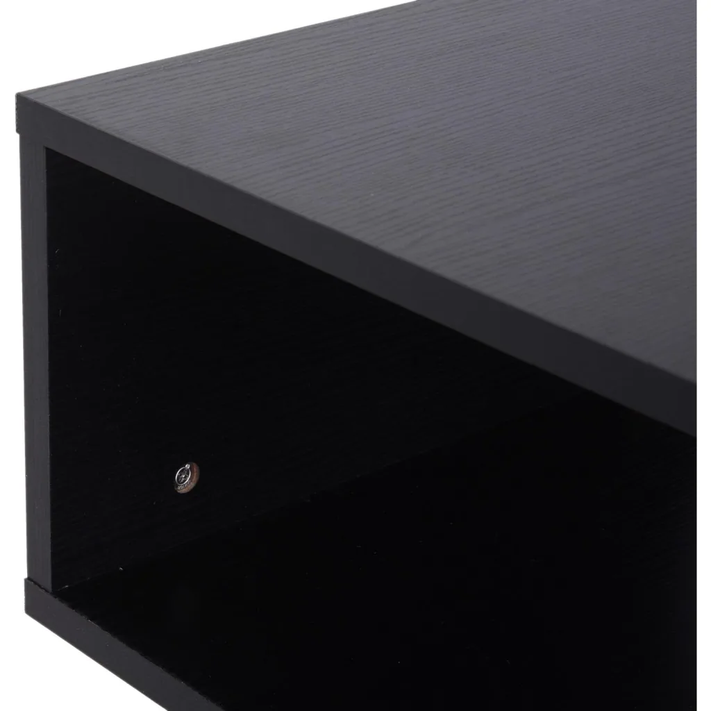 Side table, coffee table, sofa table, 3 compartments, chipboard + aluminum alloy, black, 48 x 48 x 48 cm