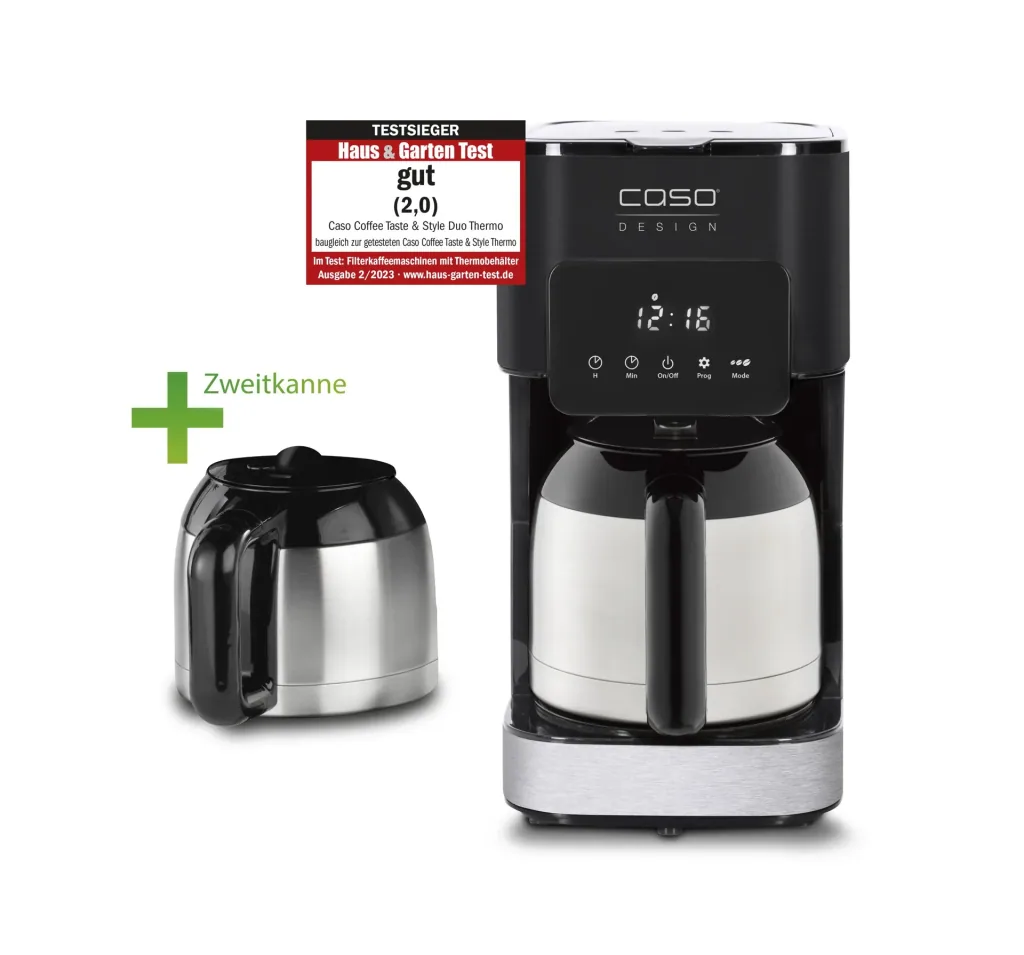 Coffee machine "Coffee Taste & Style Duo Thermo", including 2 thermos flasks, stainless steel, 10 cups, 800 watts