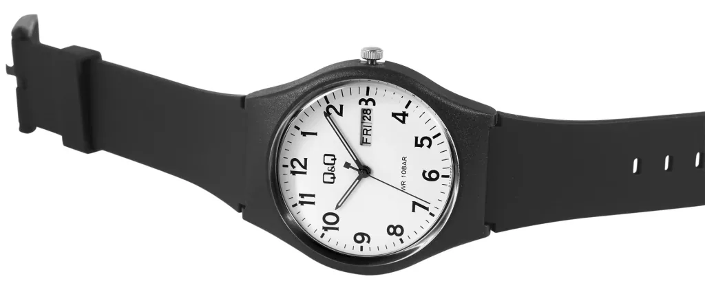 Unisex wristwatch with date display and quartz movement