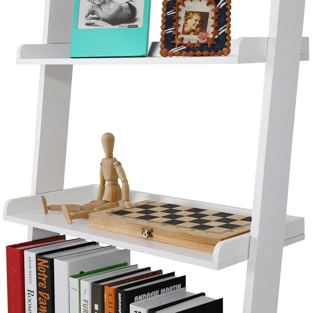 White wall shelf with 5 shelves 180 x 64 cm