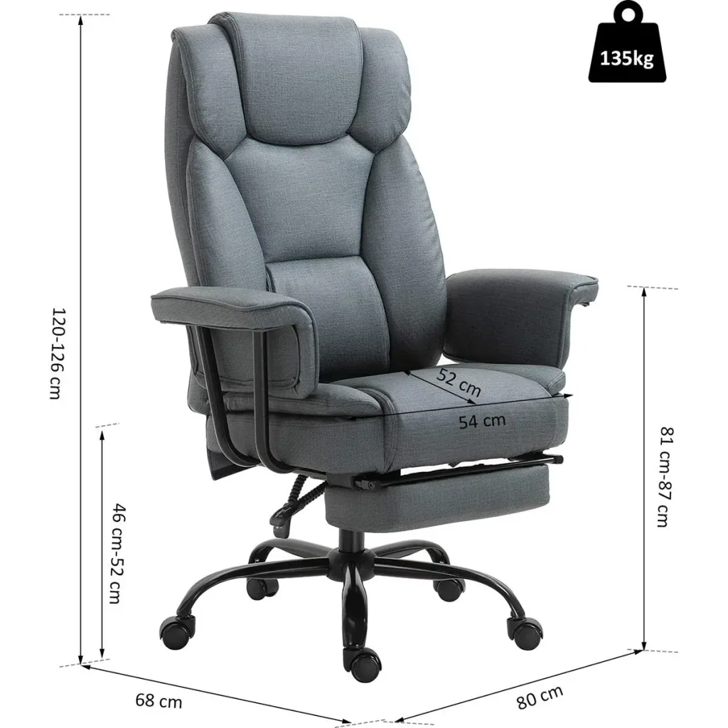 Office chair with footrest grey
