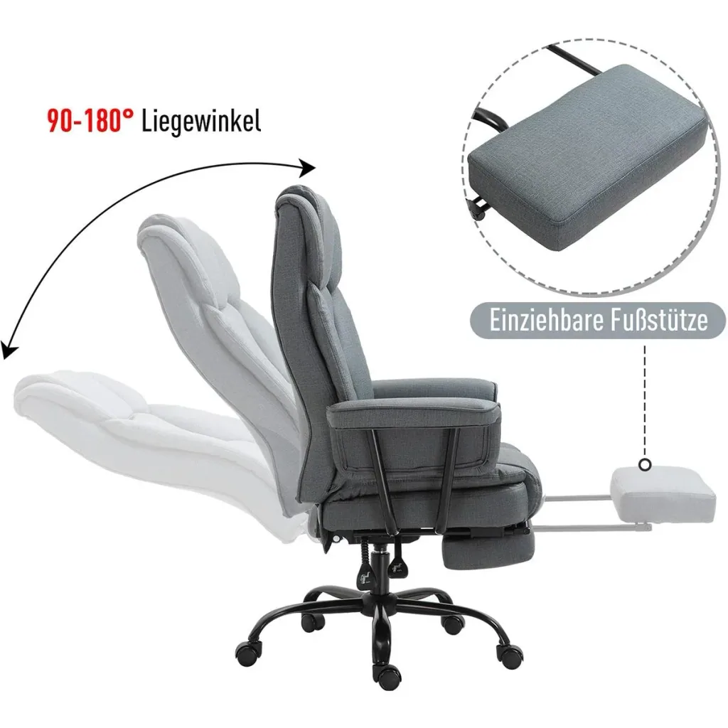 Office chair with footrest grey
