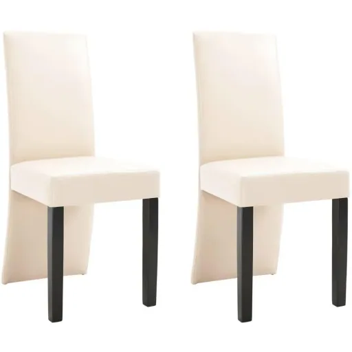 2-piece dining room chairs, cream faux leather