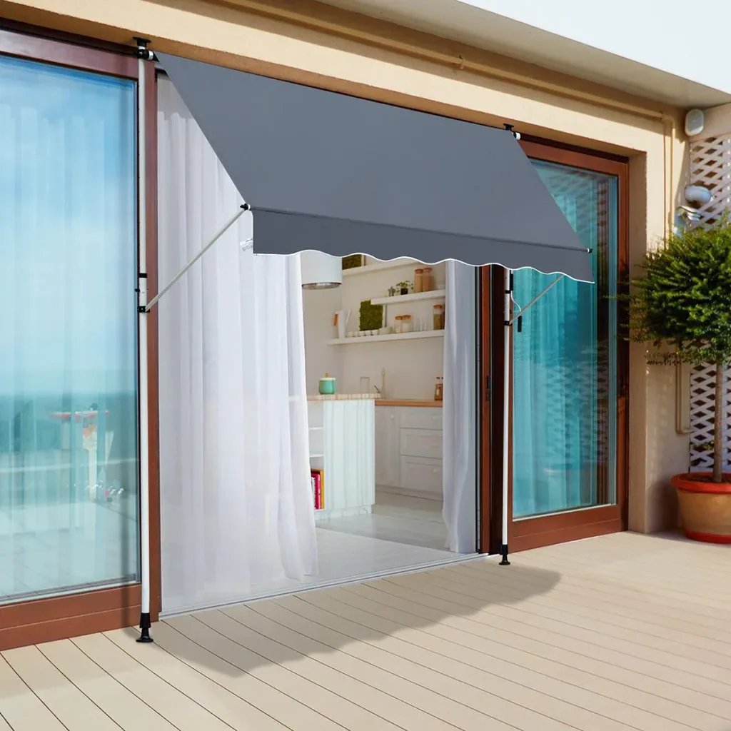 Awning with hand crank cream white
