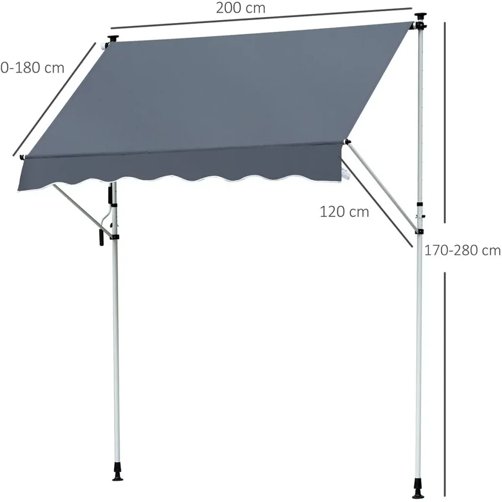 Awning with hand crank cream white