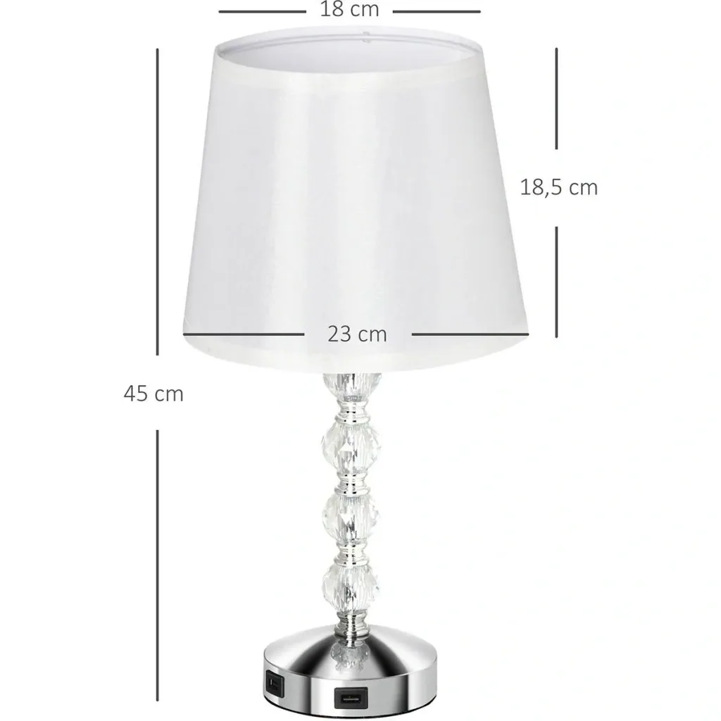 Bedside lamp crystal table lamp with switch touch fabric shade table lamp E27 socket for living room bedroom