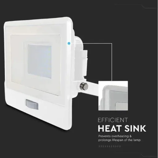 VT-138S LED Floodlight with Sensor - 30 W - 2340 Lm - 3000K - White