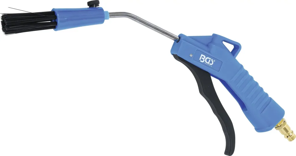 Compressed air blow gun with brush