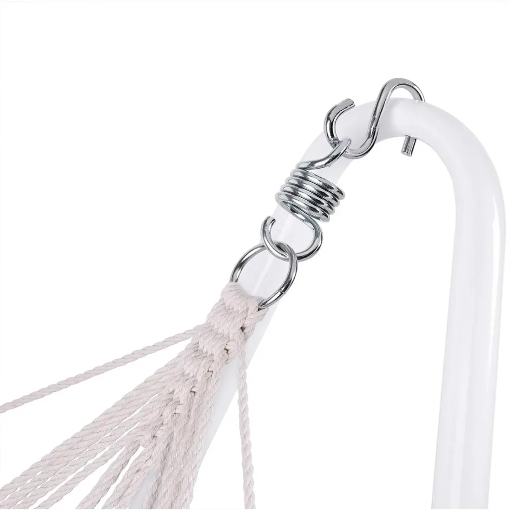 Hammock with metal frame 200 x 80cm - cream/blue