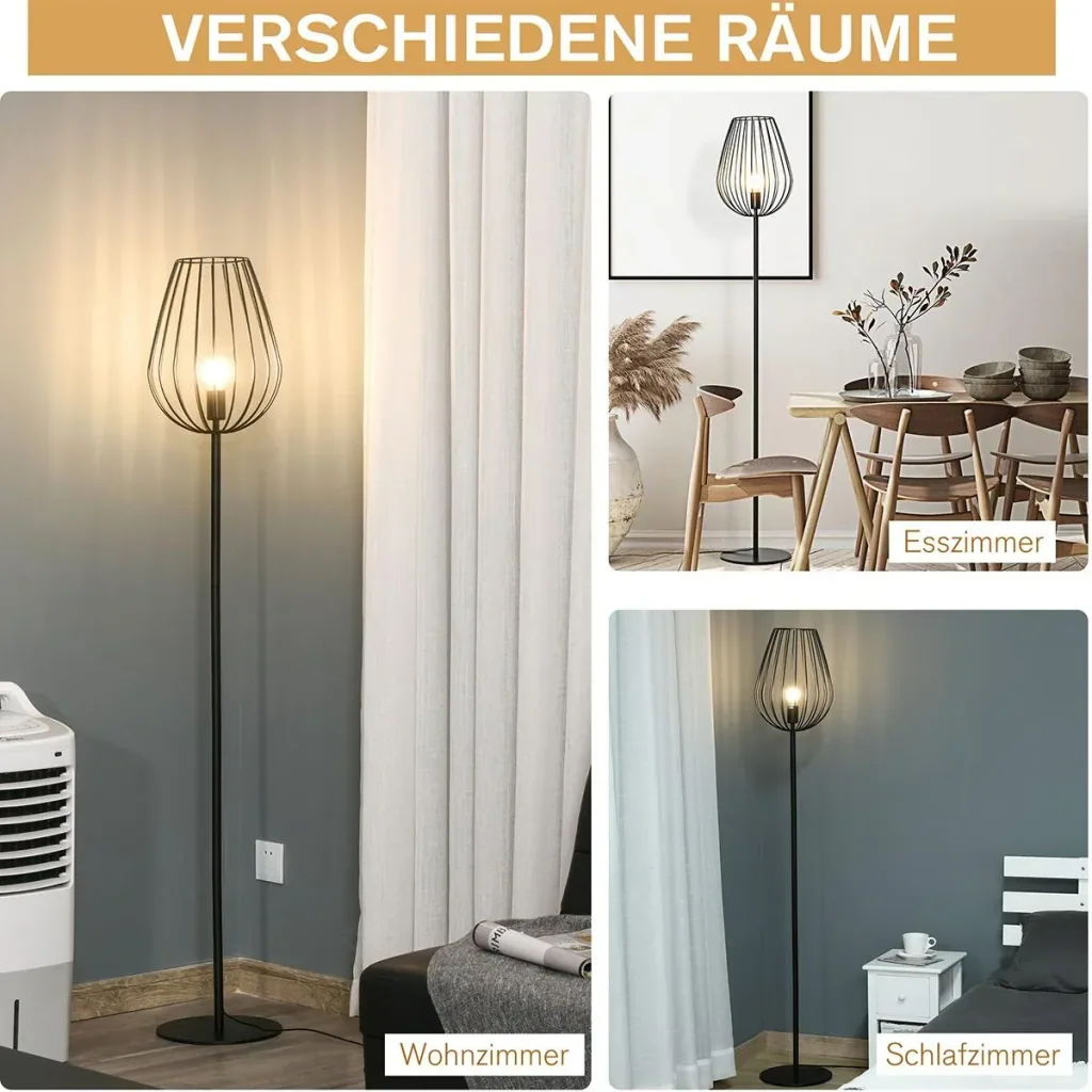 Floor lamp in retro industrial style black