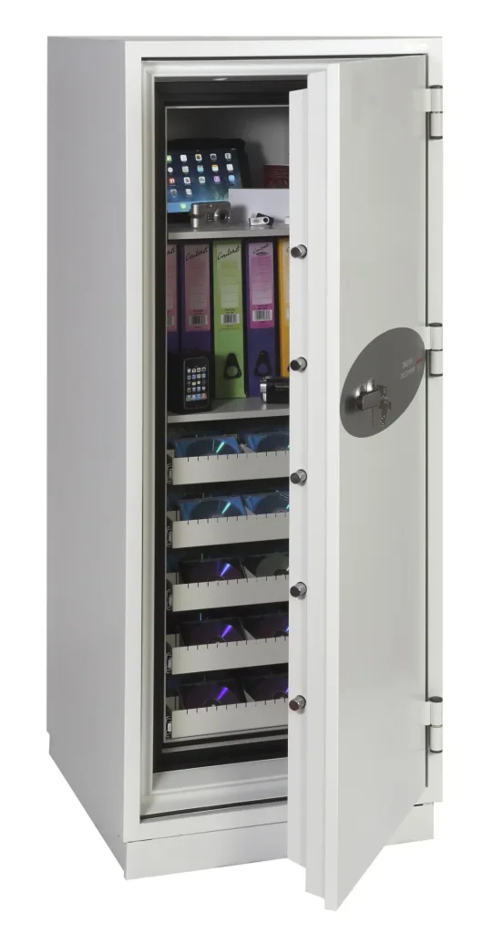 Data Commander data protection safe, external dimensions 1685 x 690 x 720 mm, with key lock